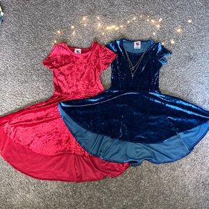 Two Kids Casual Red and Blue Dresses